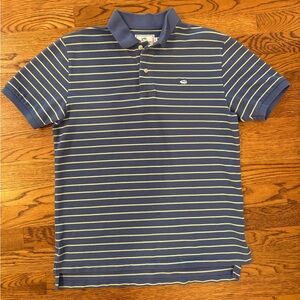 Southern Tide Navy and Yellow Striped Polo Shirt